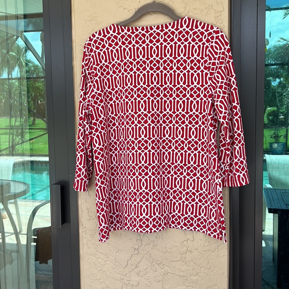 Dynamite, Red And White Patterned Talbot Shirt, M… - image 4